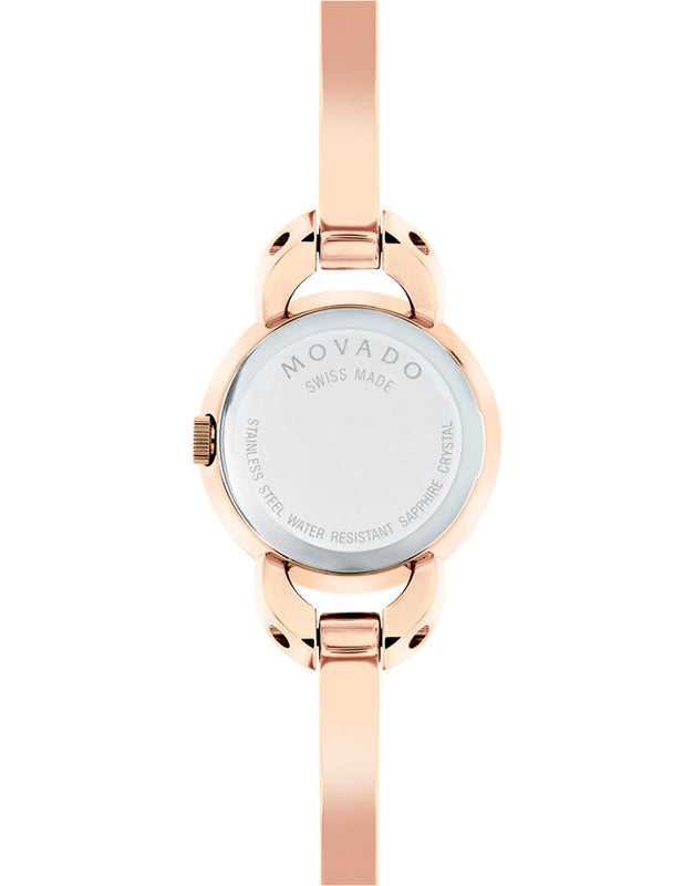 Movado Rondiro 22mm Black Dial Rose Gold Steel Strap Watch For Women - 0607065 Buy Now By Movado