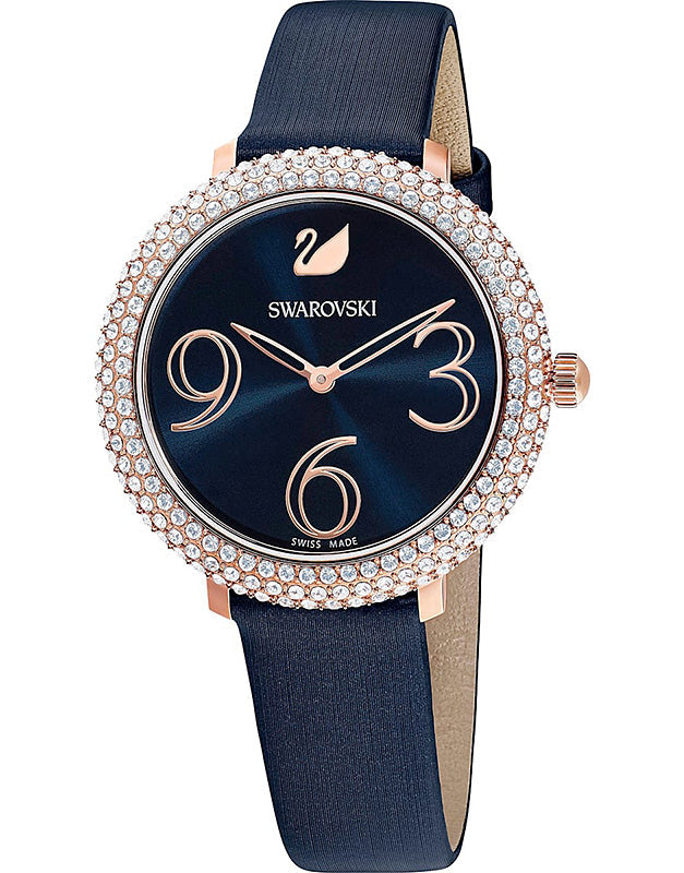 Swarovski Crystal Frost Blue Dial Blue Leather Strap Watch for Women - 5484061 Buy Now By Swarovski