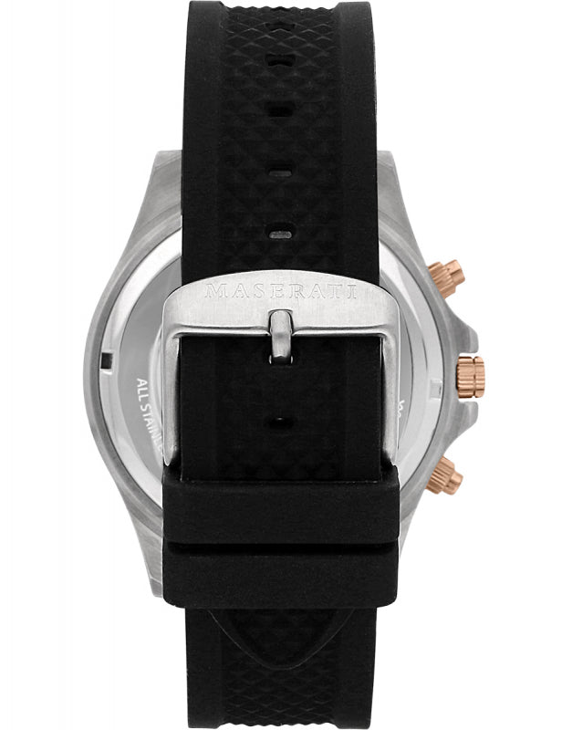 Maserati SFIDA 44mm Black Silicon Chronograph Watch For Men - R8871640002 Buy Now By Maserati