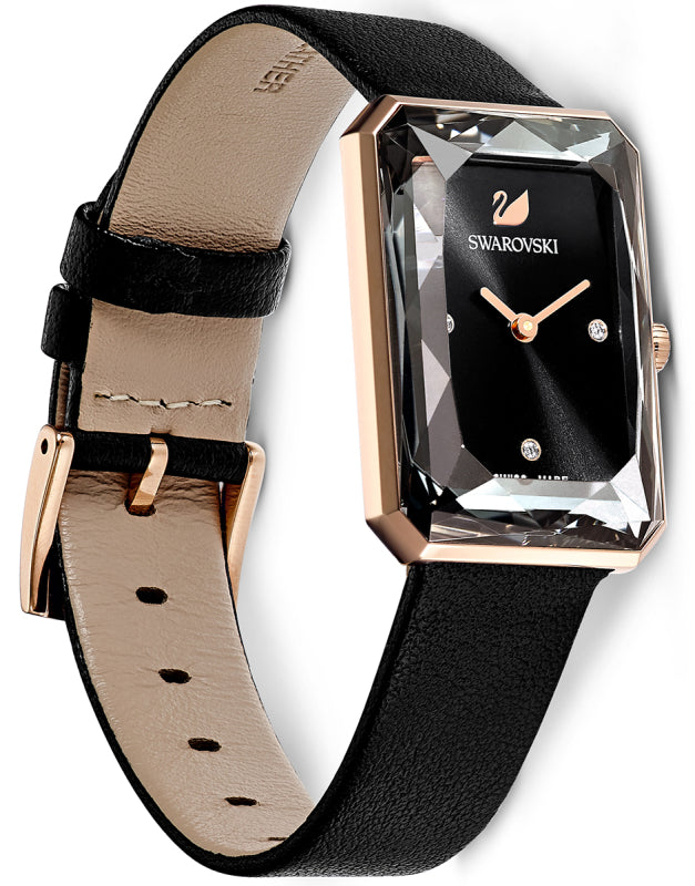 Swarovski Uptown Black Dial Black Leather Strap Watch for Women - 5547710 Buy Now By Swarovski