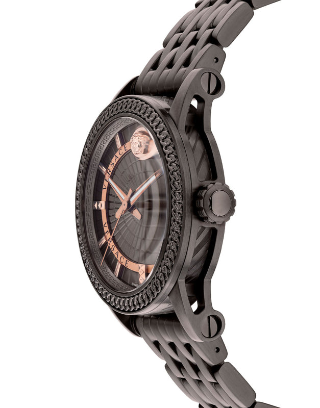Versace Viamond Quartz Black Dial Grey Steel Strap Watch For Men - VEPO00520 Buy Now By Versace
