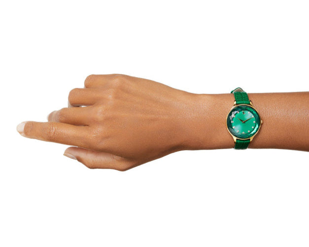 Swarovski Octea Nova Crystals Green Dial Green Leather Strap Watch for Women - 5650005 Buy Now By Swarovski