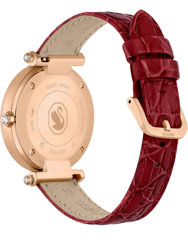 Swarovski Crystalline Wonder Silver Dial Red Leather Strap Watch for Women - 5656905 Buy Now By Swarovski