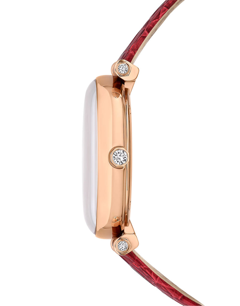 Swarovski Crystalline Wonder Silver Dial Red Leather Strap Watch for Women - 5656905 Buy Now By Swarovski