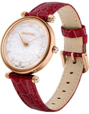 Swarovski Crystalline Wonder Silver Dial Red Leather Strap Watch for Women - 5656905 Buy Now By Swarovski