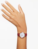 Swarovski Crystalline Wonder Silver Dial Red Leather Strap Watch for Women - 5656905 Buy Now By Swarovski
