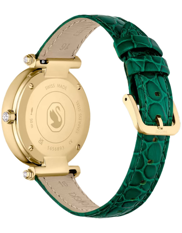 Swarovski Crystalline Wonder Silver Dial Green Leather Strap Watch for Women - 5656893 Buy Now By Swarovski