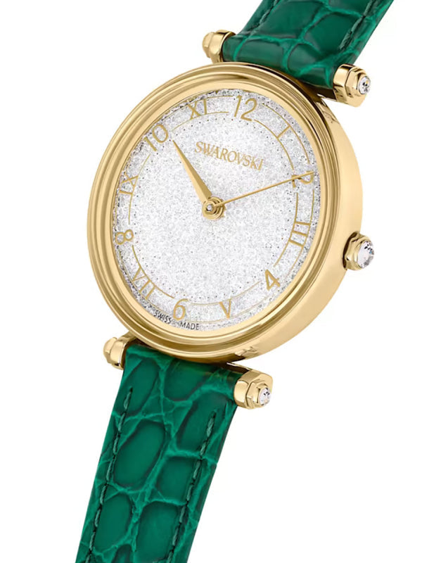 Swarovski Crystalline Wonder Silver Dial Green Leather Strap Watch for Women - 5656893 Buy Now By Swarovski