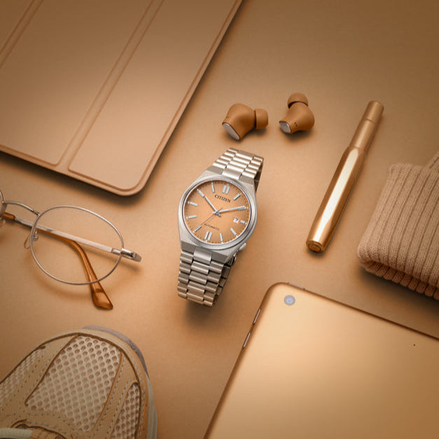 Citizen Tsuyosa Automatic Salmon Orange Dial Silver Steel Strap Watch For Men - NJ0159-86Z Buy Now By Citizen