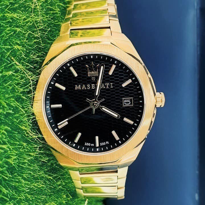 Maserati Stile Black Dial Gold Steel Strap Watch For Men - R8853142004 Buy Now By Maserati
