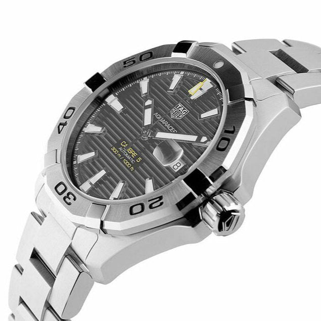 Tag Heuer Aquaracer Automatic Black Dial Silver Steel Strap Watch for Men - WAY2010.BA0927 Buy Now By Tag Heuer