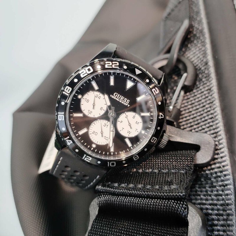 Guess Odyssey Quartz Black Dial Black Silicone Strap Watch For Men - W1108G3 Buy Now By Guess