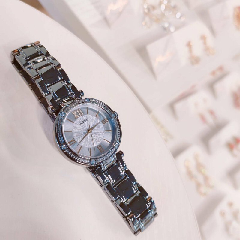 Guess Park Ave Analog Quartz Blue Dial Blue Steel Strap Watch For Women - W0767L4 Buy Now By Guess