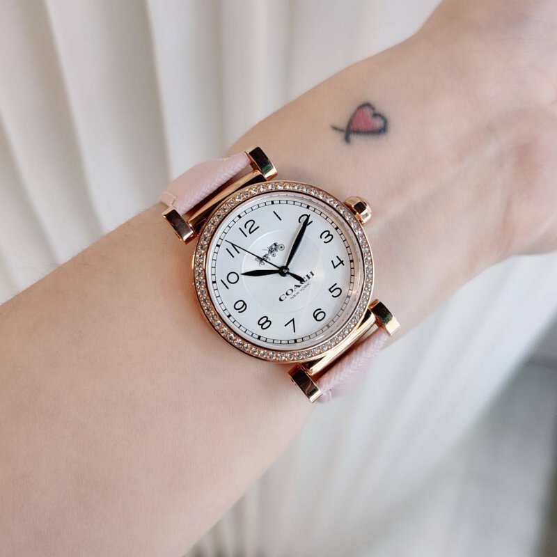 Coach Madison White Dial Pink Leather Strap Watch for Women - 14503395 Buy Now By Coach