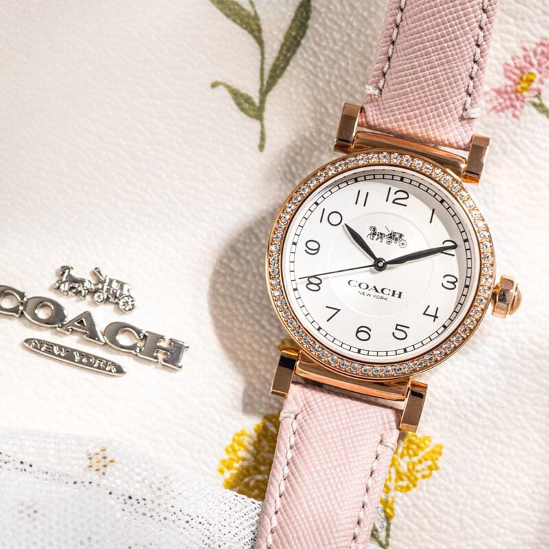 Coach Madison White Dial Pink Leather Strap Watch for Women - 14503395 Buy Now By Coach