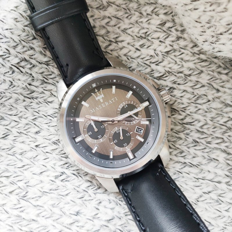 Maserati Successo 44mm Grey Dial Black Leather Strap Watch For Men - R8871621006 Buy Now By Maserati