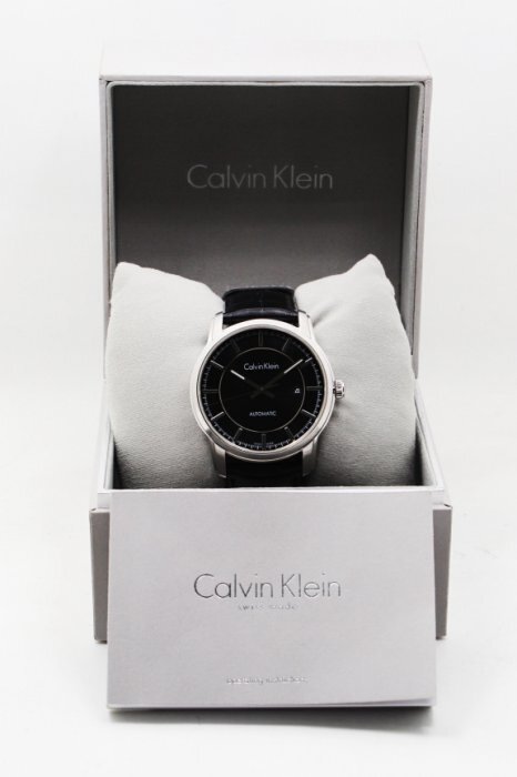 Calvin Klein Infinity Automatic Black Dial Black Leather Strap Watch for Men - K5S341C1 Buy Now By Calvin Klein