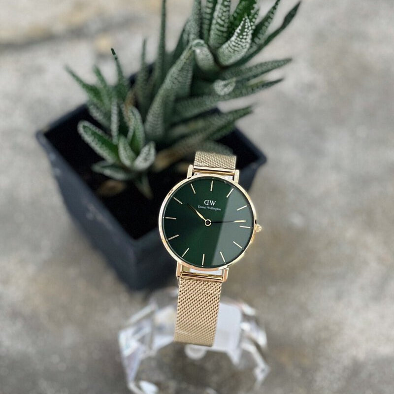 Daniel Wellington Petite Emerald Green Dial Gold Mesh Strap Watch For Women - DW00100480 Buy Now By Daniel Wellington