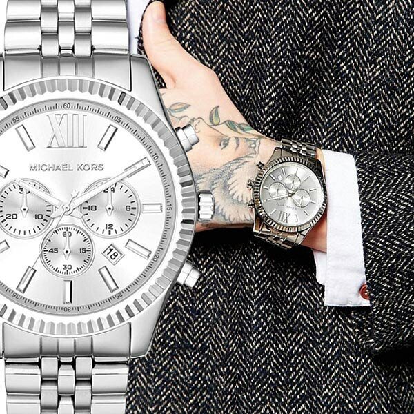 Michael Kors Lexington Silver Dial Silver Steel Strap Watch for Men - MK8405 Buy Now By Michael Kors