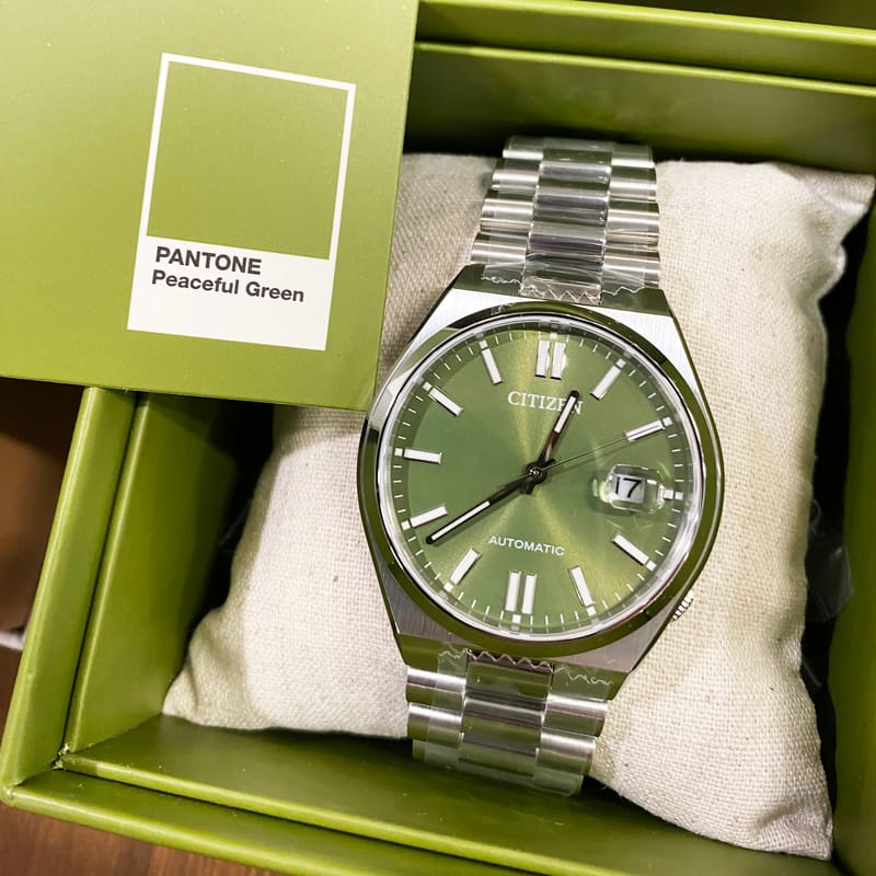 Citizen x Pantone Automatic Peaceful Green Dial Silver Steel Strap Watch For Men - NJ0158-89Z Buy Now By Citizen