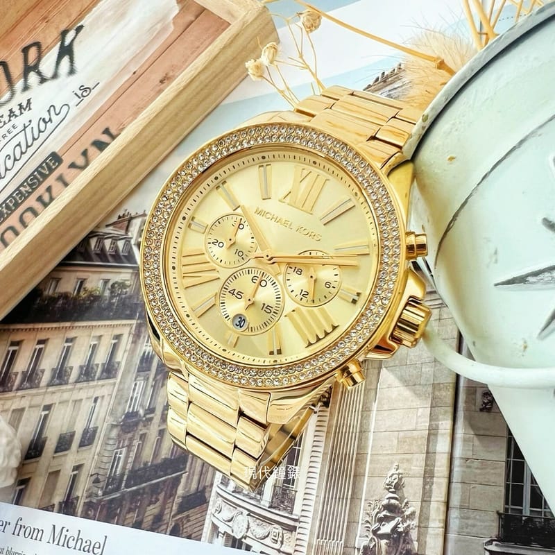 Michael Kors Wren Chronograph Gold Dial Gold Steel Strap Watch for Women - MK7428 Buy Now By Michael Kors