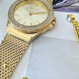 Michael Kors Lennox Three-Hand Gold Dial Gold Mesh Bracelet Watch For Women - MK7335 Buy Now By Michael Kors