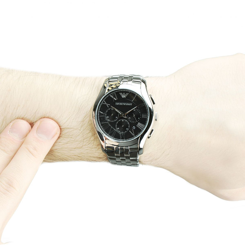 Emporio Armani Classic Chronograph Black Dial Silver Steel Strap Watch For Men - AR1786 Buy Now By Emporio Armani