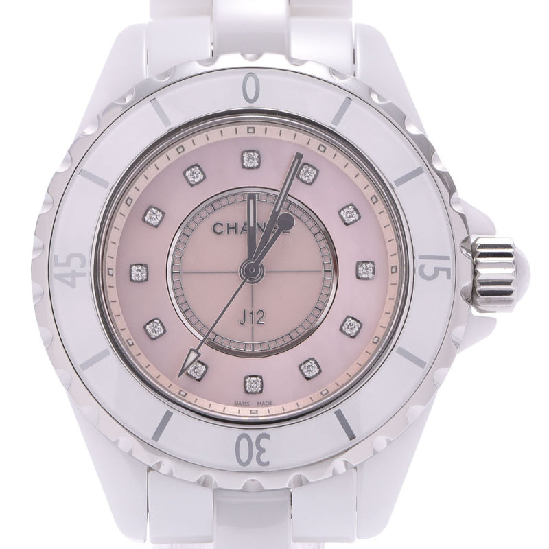 Chanel J12 Quartz Diamonds Pink Dial White Steel Strap Watch for Women - J12 H5513 Buy Now By Chanel
