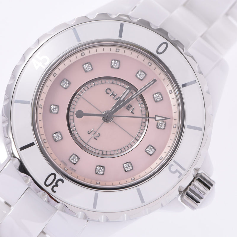 Chanel J12 Quartz Diamonds Pink Dial White Steel Strap Watch for Women - J12 H5513 Buy Now By Chanel