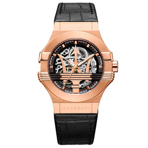 Maserati Potenza Automatic Rose Gold Dial Black Leather Strap Watch For Men - R8821108002 Buy Now By Maserati