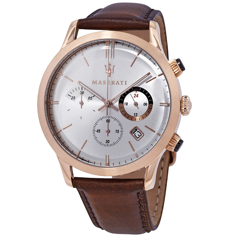 Maserati Ricordo Chronograph Silver Dial Brown Leather Strap Watch For Men - R8871633002 Buy Now By Maserati