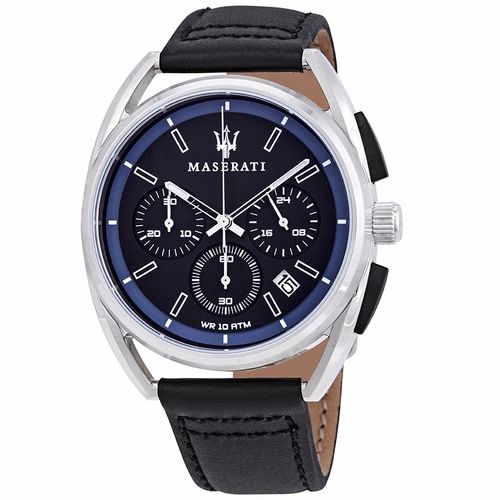Maserati Trimarano Chronograph Black Dial Black Leather Strap Watch For Men - R8871632001 Buy Now By Maserati
