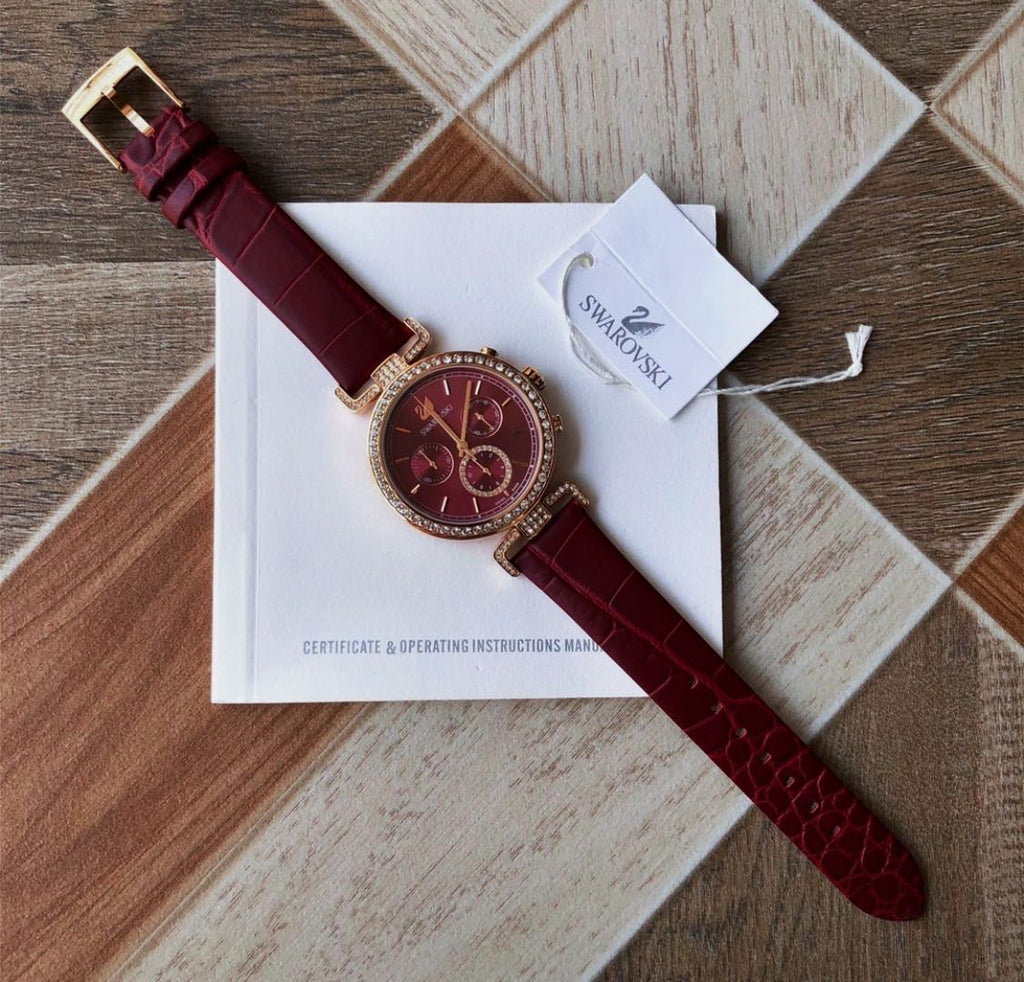 Swarovski Era Journey Red Dial Red Leather Strap Watch for Women - 5416701 Buy Now By Swarovski