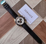 Versace V-Ray Chronograph White Dial Black Leather Strap Watch for Men - VDB040014 Buy Now By Versace