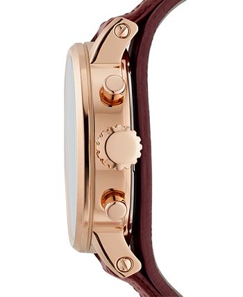 Fossil Original Boyfriend Sport Chronograph Maroon Dial Maroon Leather Strap Watch for Women - ES4114 Buy Now By Fossil