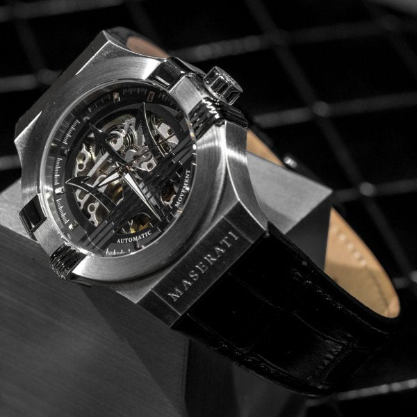 Maserati Potenza Automatic Black Dial Black Leather Strap Watch For Men - R8821108001 Buy Now By Maserati