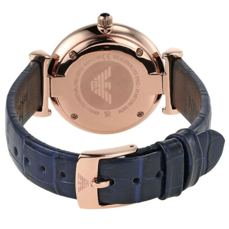 Emporio Armani Gianni T-Bar Quartz Blue Dial Blue Leather Strap Watch for Women - AR11424 Buy Now By Emporio Armani