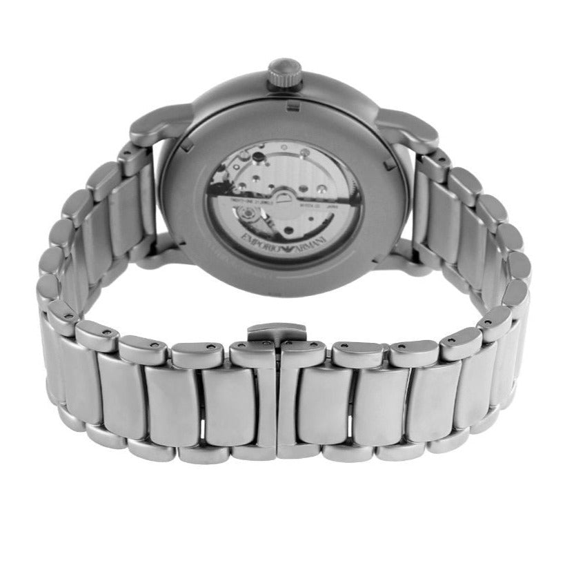 Emporio Armani Meccanico Automatic Skeleton Black Dial Silver Steel Strap Watch For Men - AR60021 Buy Now By Emporio Armani