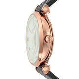 Emporio Armani Gianni T Bar Mother of Pearl White Dial Black Leather Strap Watch For Women - AR60047 Buy Now By Emporio Armani