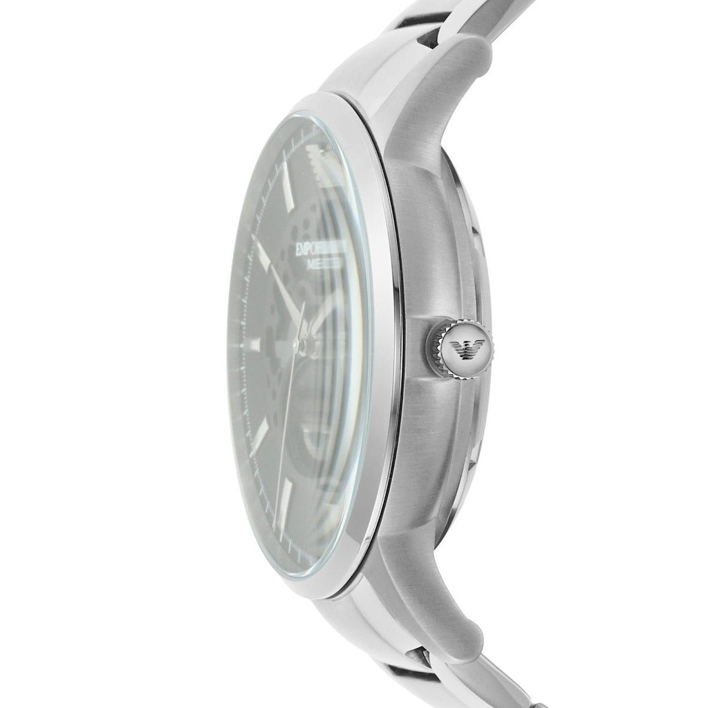 Emporio Armani Meccanico Automatic Black Dial Silver Steel Strap Watch For Men - AR60055 Buy Now By Emporio Armani