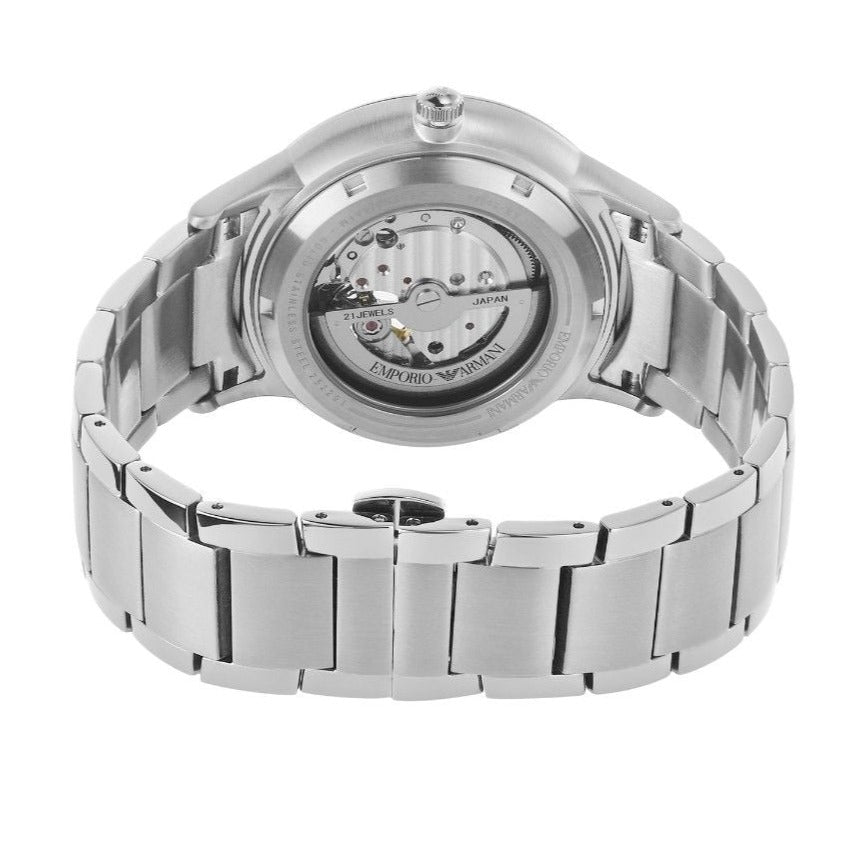 Emporio Armani Meccanico Automatic Black Dial Silver Steel Strap Watch For Men - AR60055 Buy Now By Emporio Armani