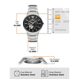 Emporio Armani Meccanico Automatic Black Dial Silver Steel Strap Watch For Men - AR60055 Buy Now By Emporio Armani