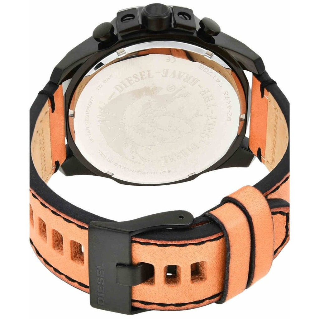 Diesel Mega Chief Chronograph Black Dial Brown Leather Strap Watch For Men - DZ4476 Buy Now By Diesel