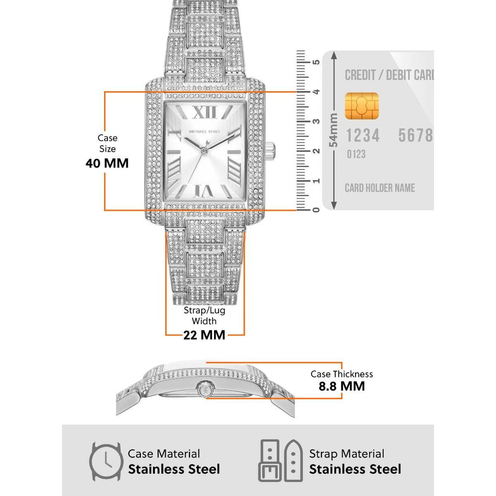 Michael Kors Emery Analog Crystals Silver Dial Silver Steel Strap Watch for Women - MK4648 Buy Now By Michael Kors