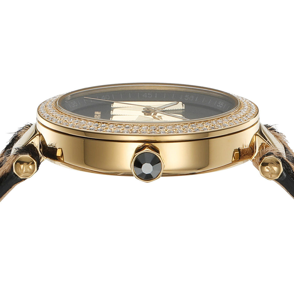 Michael Kors Parker Black Dial Cheetah Print Brown Leather Strap Watch For Women - MK4723 Buy Now By Michael Kors