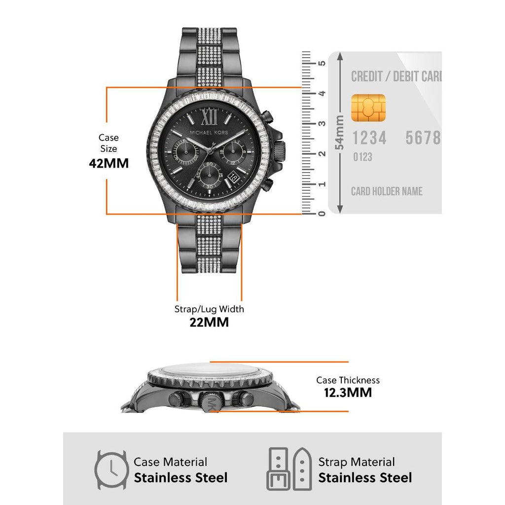 Michael Kors Everest Chronograph Black Dial Grey Steel Strap Watch For Women - MK6974 Buy Now By Michael Kors