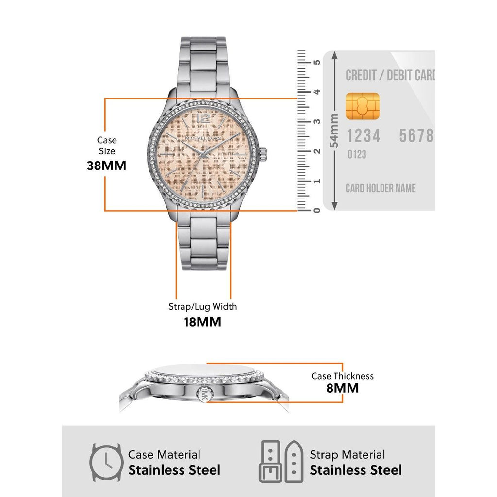 Michael Kors Layton Three Hand Pink Dial Silver Steel Strap Watch For Women - MK7298 Buy Now By Michael Kors