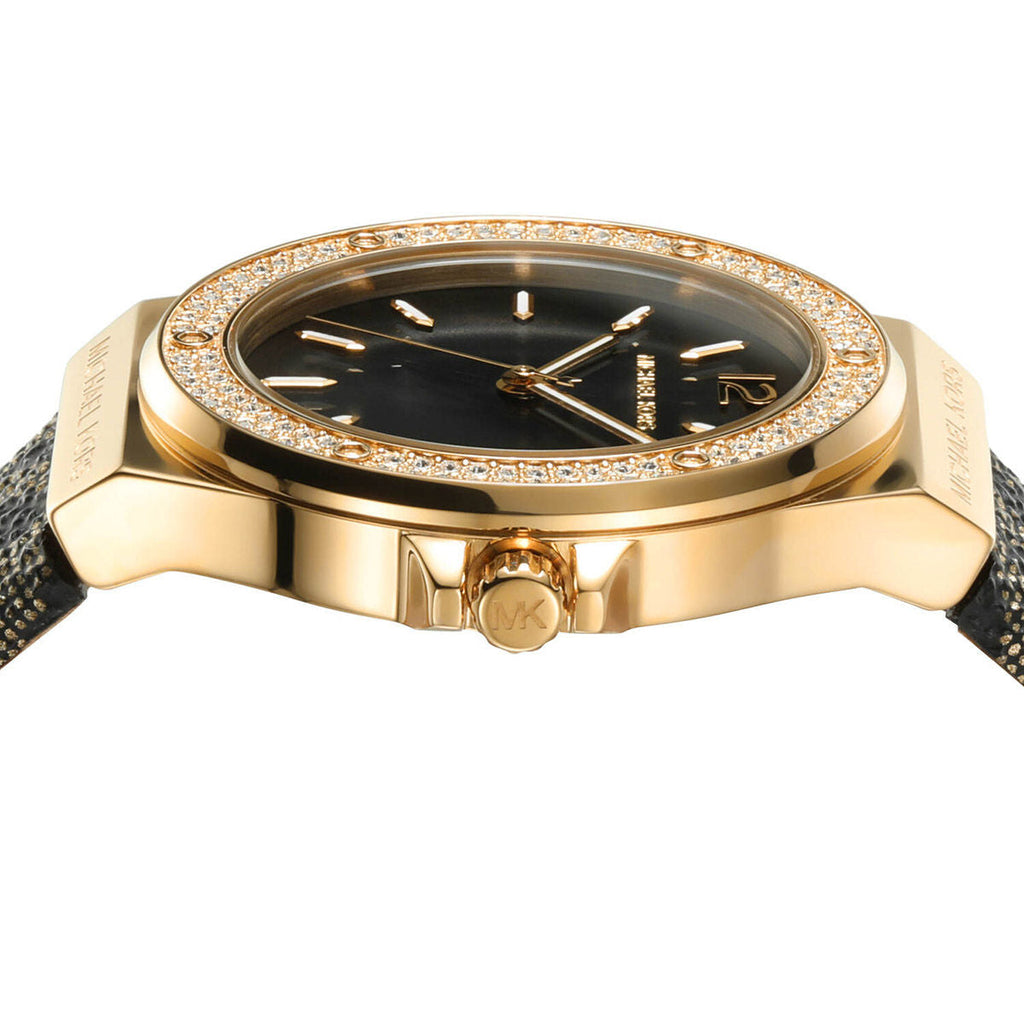 Michael Kors Lennox Three Hand Black Dial Black Leather Strap Watch For Women - MK7307 Buy Now By Michael Kors