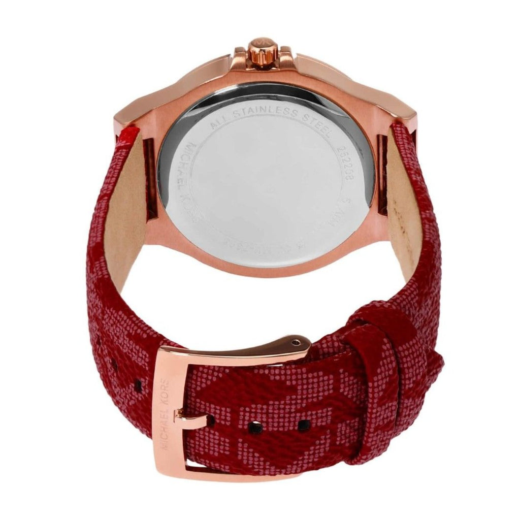 Michael Kors Lennox Three Hand Silver Dial Red Leather Strap Watch For Women - MK7308 Buy Now By Michael Kors