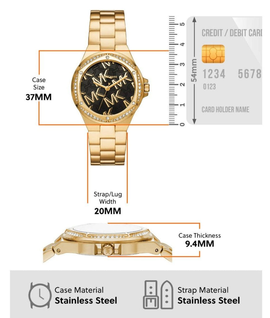 Michael Kors Lennox Quartz Black Dial Gold Steel Strap Watch For Women - MK7404 Buy Now By Michael Kors